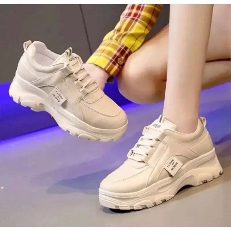 Sepatu Sneakers Korea Wanita Rulfine Sepatu Wanita Sneakers Putih Platform Tinggi Korean Fashion