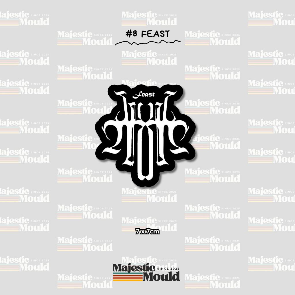 

#Vol8 Feast – Stiker Band Vinyl Glossy | Tahan Air & Luntur (Laptop/Helm/Tumbler/dan media lainnya)