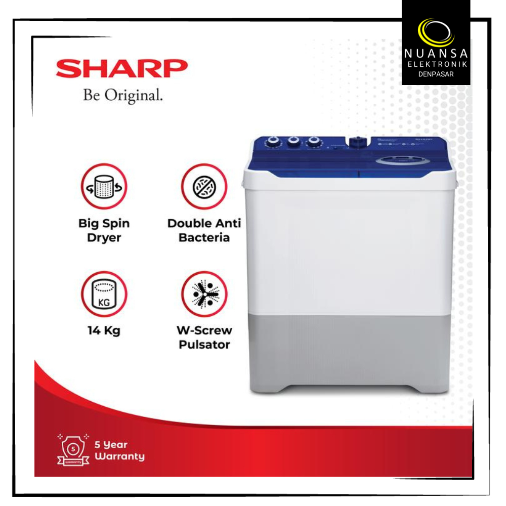 MESIN CUCI SHARP EST1490WABL KAPASITAS 14KG - NUANSA ELEKTRONIK DENPASAR