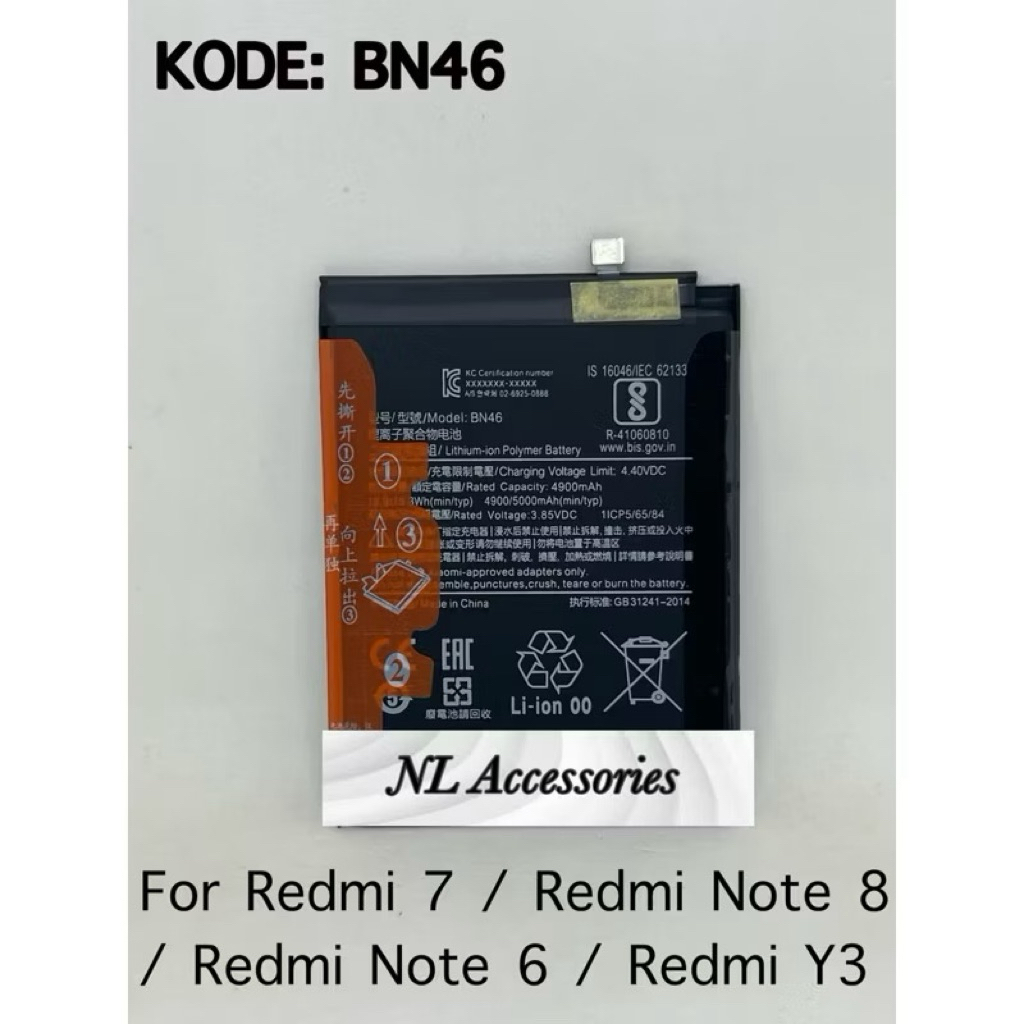 Baterai Doublepower Redmi Note 8 Redmi 7 Redmi Note 6 Note 8T Y3 Batre Battery BN46 Original Battery
