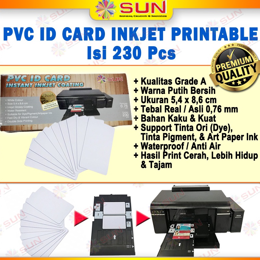 

KODE X58Y Inkjet PVC ID Card Grade A 76 White uk 86 x 54 cm isi 23 Kertas PVC ID Card Inkjet Printable untuk Tray Id Card L85 L85 T6 L85 R23 Support epson ori 673 dyepigmentart paper ink