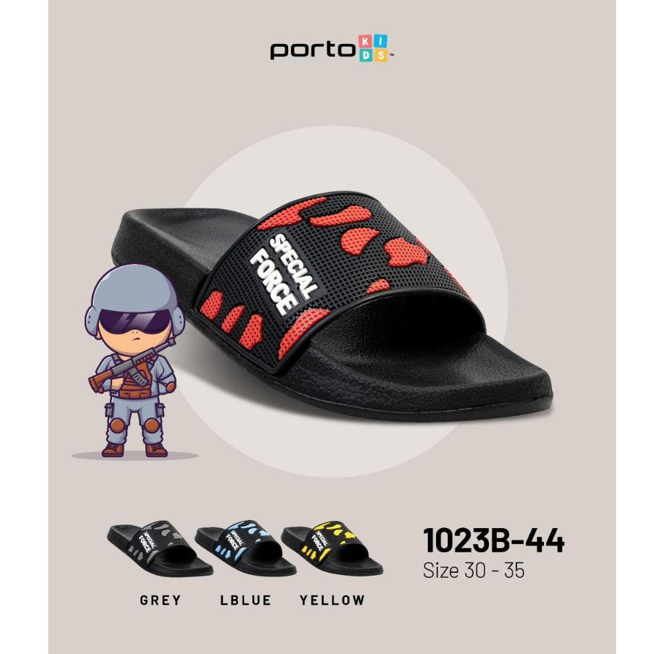FAUSTINE | Sandal Anak Karet Porto Kids Special Force – Sandal Tentara Cowok Lucu | 1023B 44