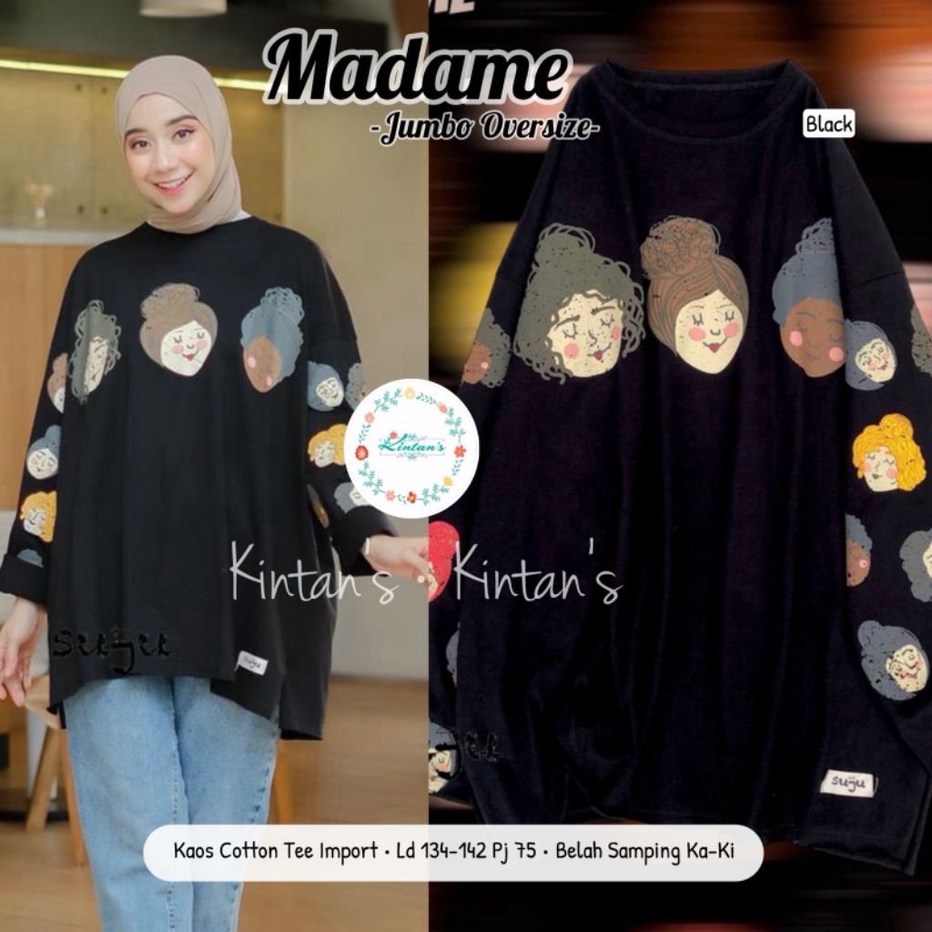 Madame Oversize - Kaos Wanita Jumbo - Kaos Suju Oversize - Kaos Oversize - Kaos Katun Tee Import by 
