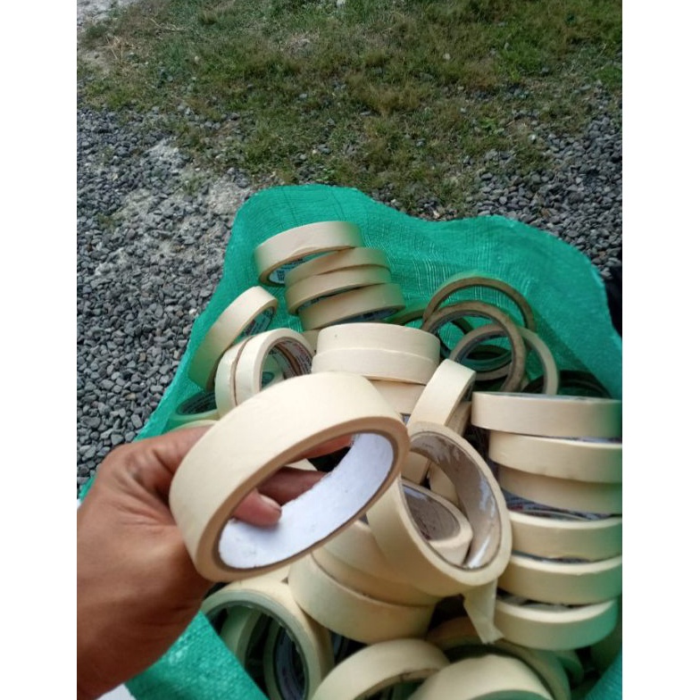 

KODE X25G isolasi kertas kiloan ukuran 2 jari masking tape murahlakban kertaslakban kiloan