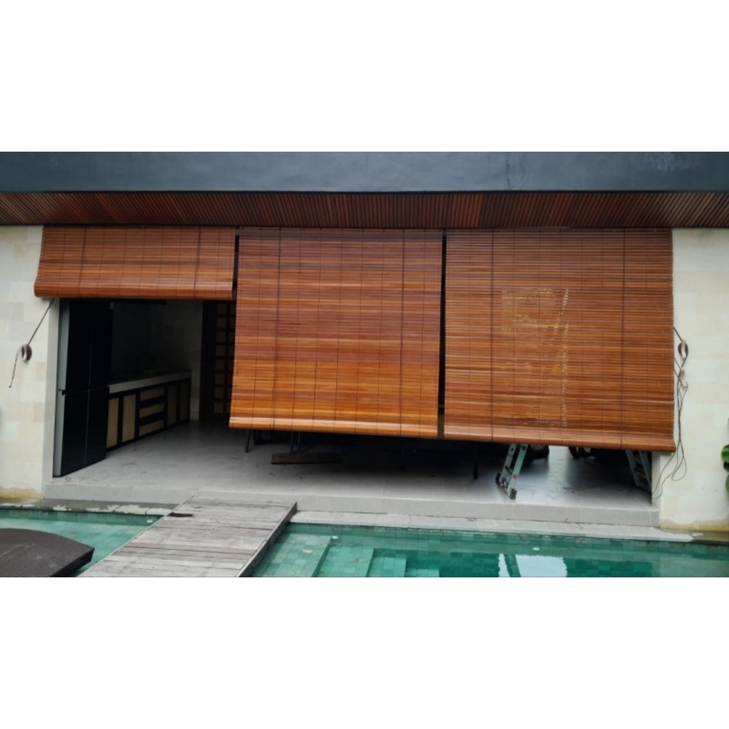 tirai kayu outdoor ukuran custom / krey kayu outdoor custom / tirai outdoor