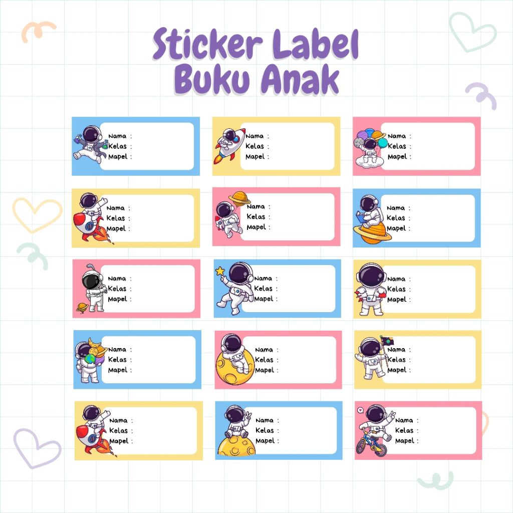 

diracustom sticker nama / sticker label buku anti air (1 set isi 14pcs)