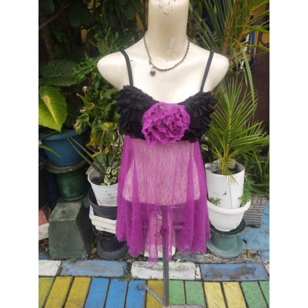 Entalase 391 Lingerie trasparan satu celana dalam satin Gestring masih like new