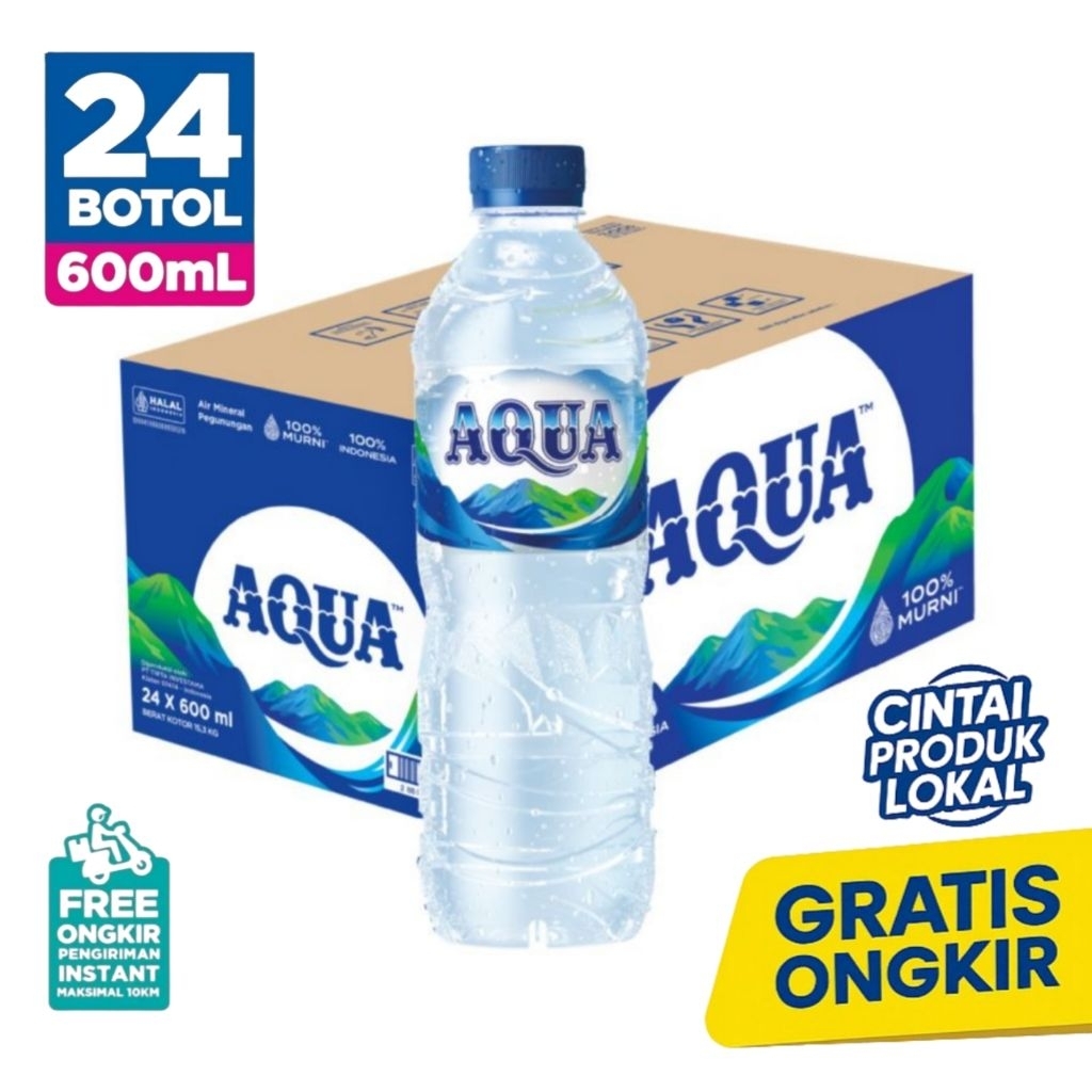 

Aqua Botol 600ML 1 Dus Isi 24 Botol