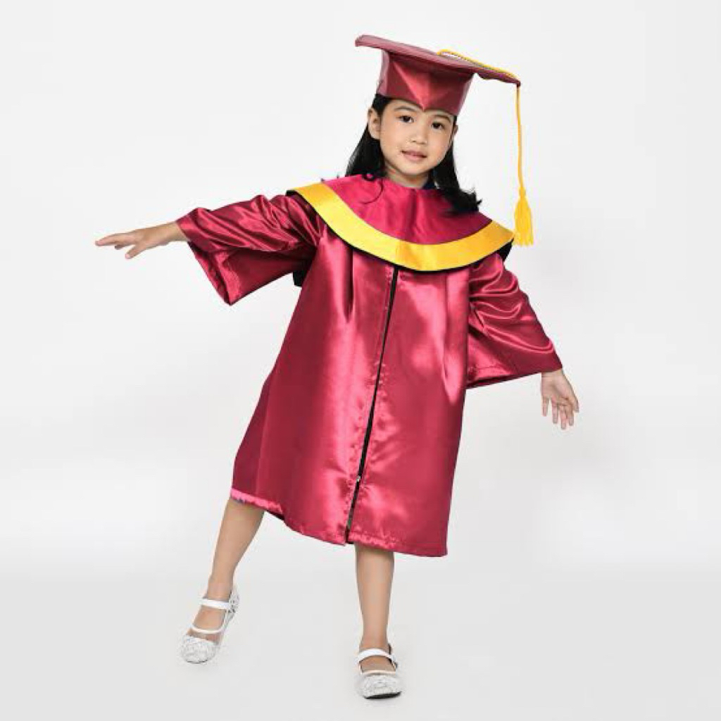 SET WISUDA untuk TK warna BIRU LIS KUNING