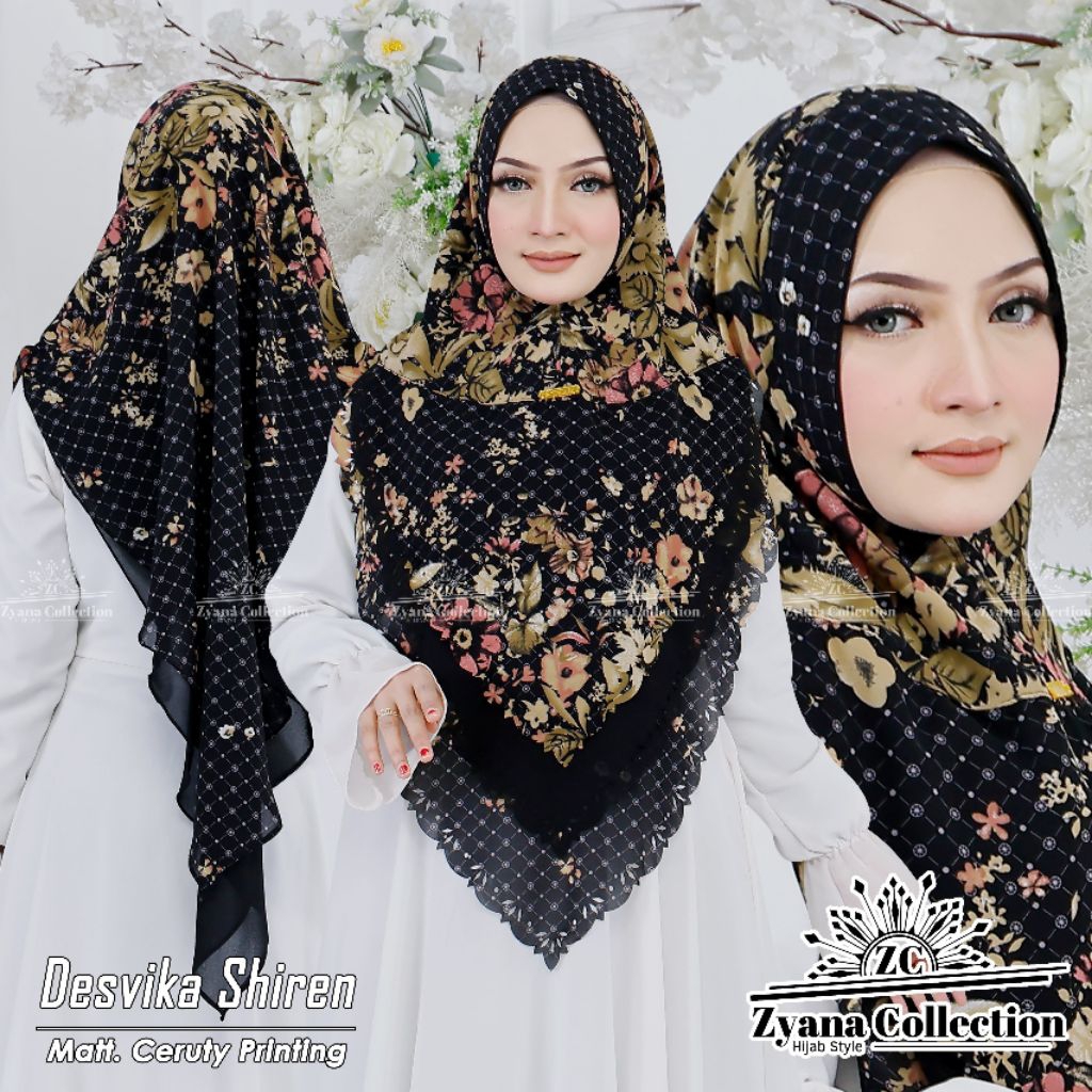 Khimar Black Desvika Shiren 3 Layer Lasercut ORIGINAL Desvika