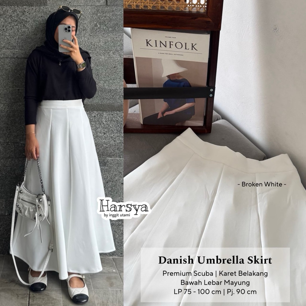 DANISH UMBRELLA SKIRT SCUBA PREMIUM MURAH by INGGITA LABEL