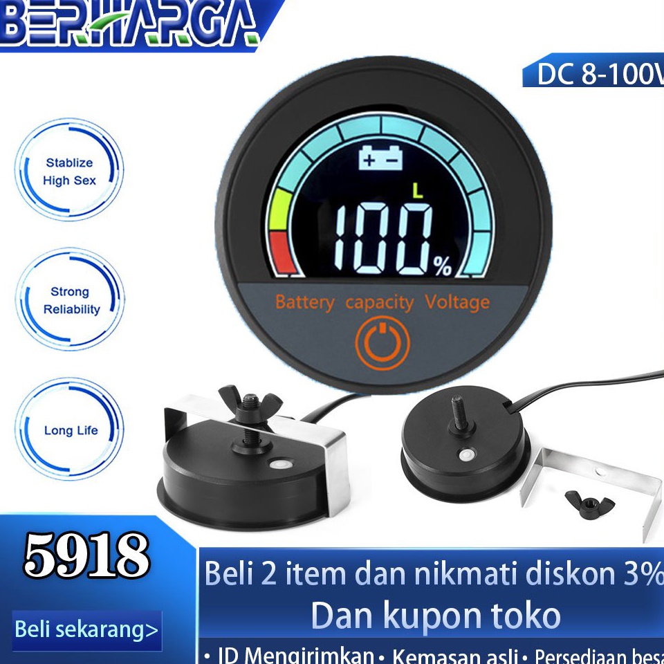KODE N57P CODSPOTBERHARGA Meteran Listrik Bulat 81V Dua Kawat 12V DC Voltmeter TampilanDigital