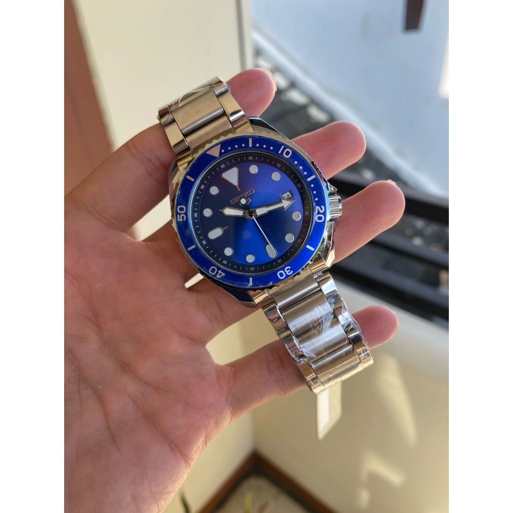 Jam tangan pria Automatic rantai silver biru