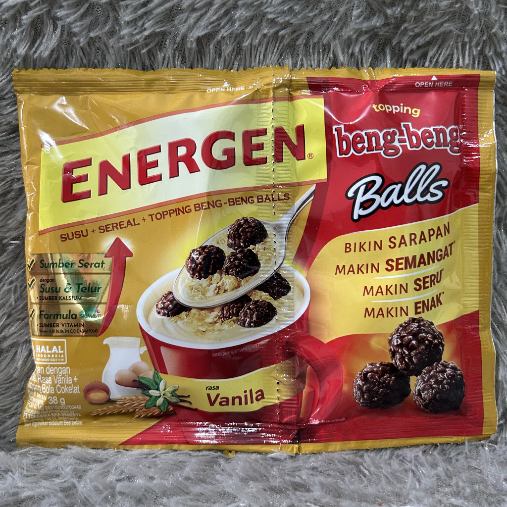

Energen Topping Beng Beng Balls Minuman Susu Sereal Rasa Vanilla Toping Beng-Beng Bola Coklat Sehat Bergizi Praktis Enak Murah Original Asli Malang Jatim