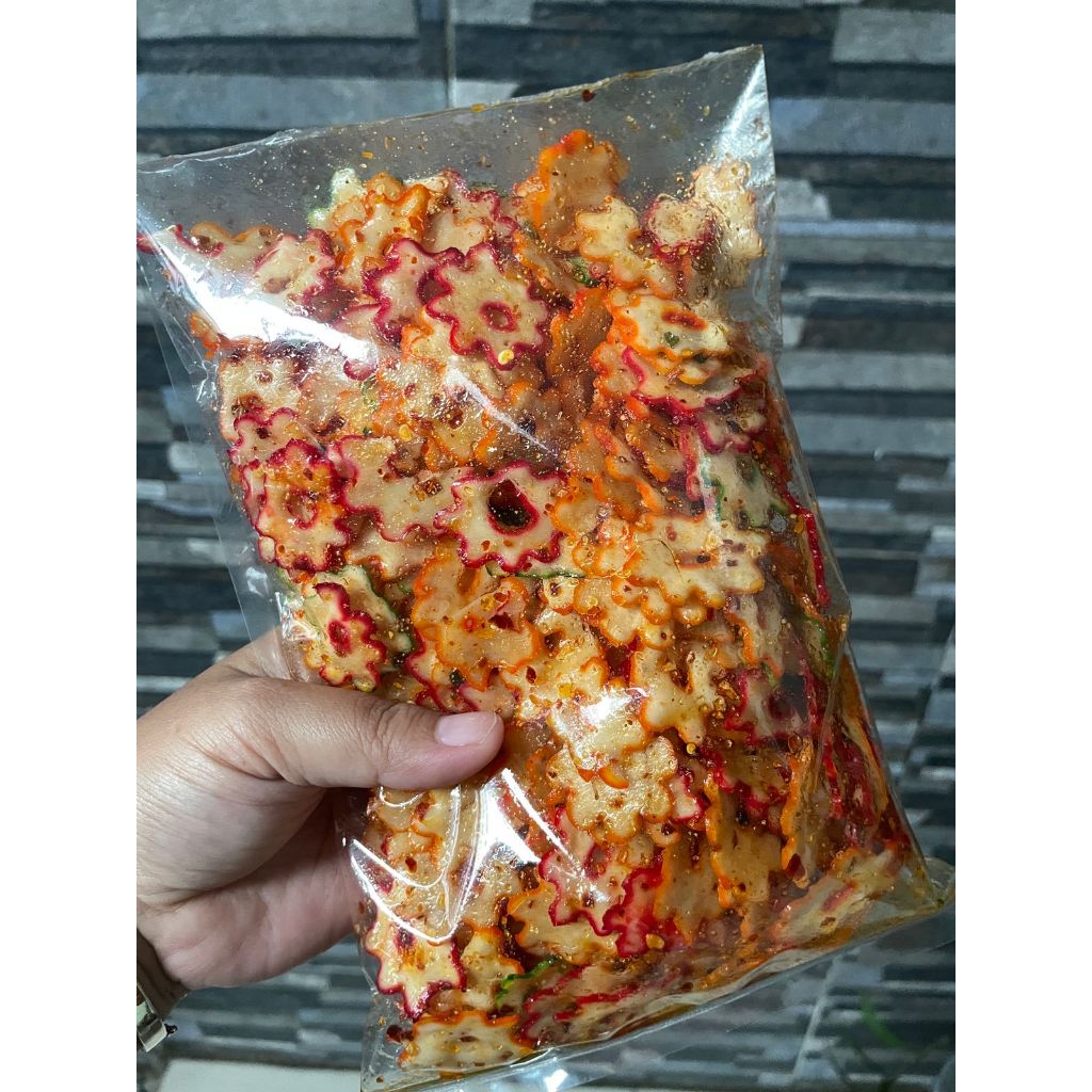 

sebring kerupuk bunga pedas gurih kriuk daun jeruk