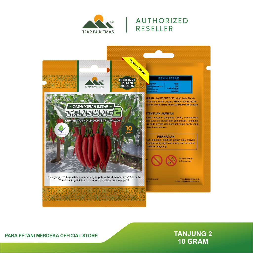 TJAP BUKITMAS Benih Cabe / Cabai Merah Besar Varietas Tanjung 2 10 Gram (+- 1200 butir)