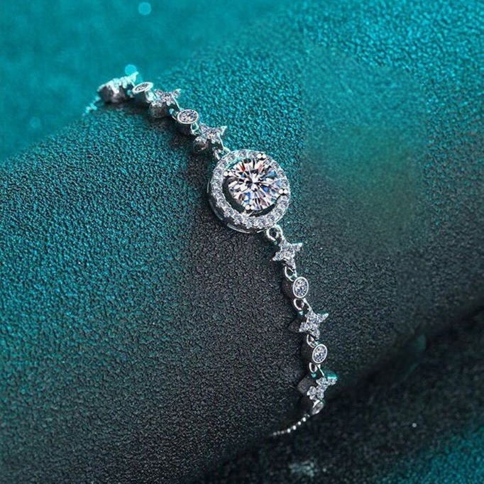 Perhiasan Berlian Mewah Fashion Korea Sertifikat Asli 925 Gelang Wanita Perak Bersertifikat GRA