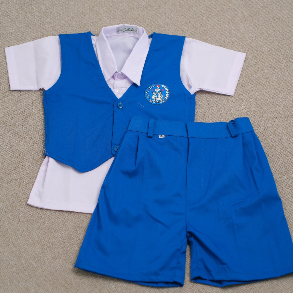 TSK - SERAGAM SEKOLAH ANAK TK ROMPI BIRU PUTIH PENDEK