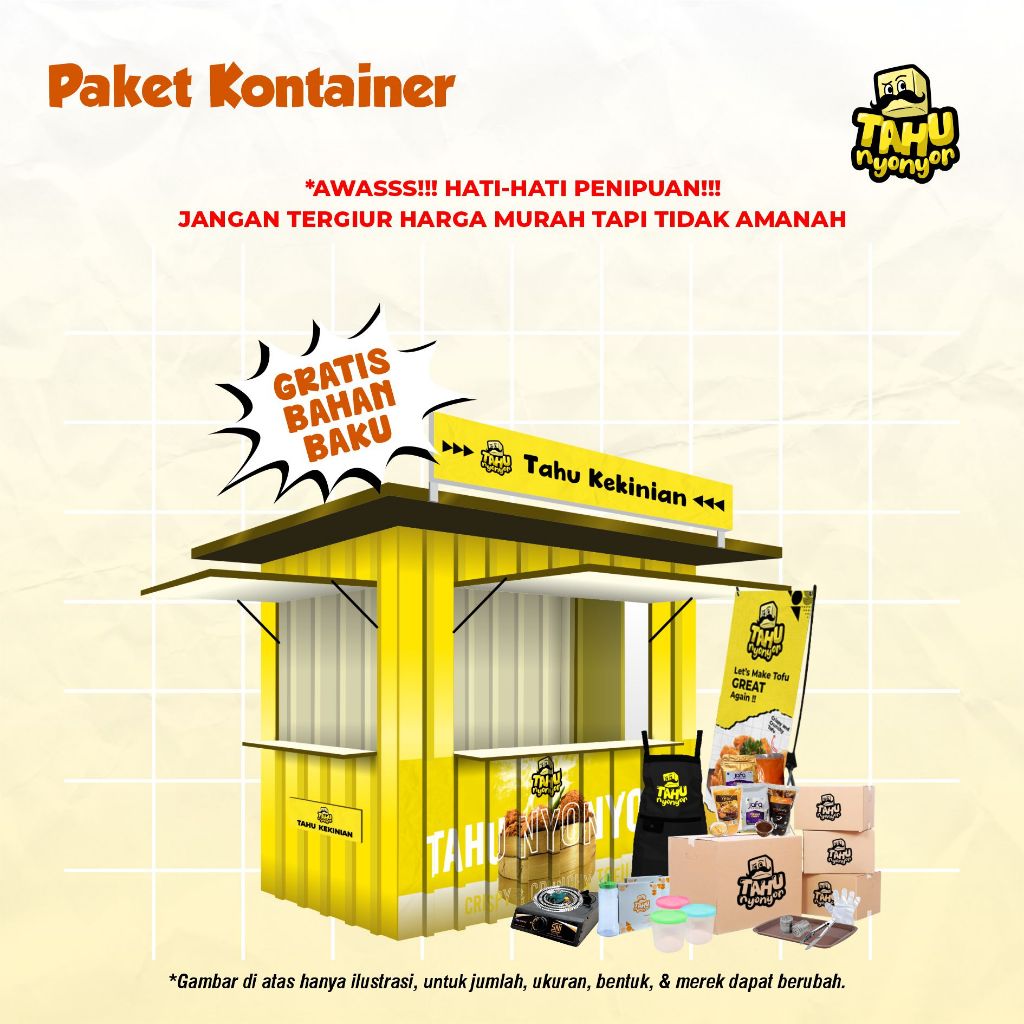 

Usaha Makanan Tahu Krispy Lengkap dengan Booth - Kontainer