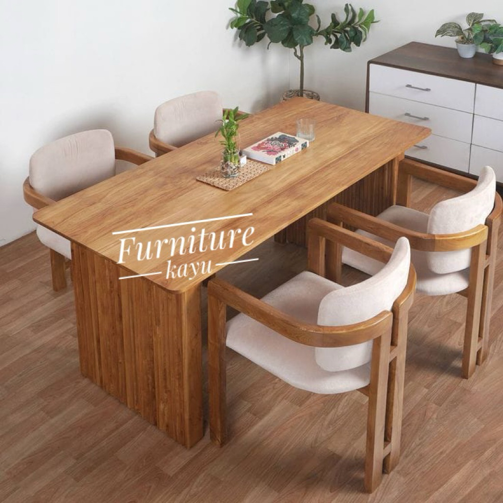 Meja Makan minimalis kayu jati Grade A berkualitas, Meja makan minimalis kayu jati, meja makan cafe 