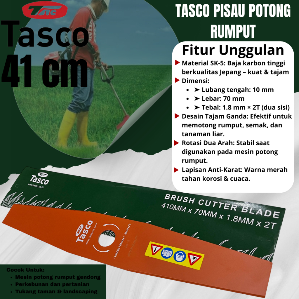 PROMO Mata Pisau Potong Rumput 41 cm Panjang TASCO Pisau Mesin Potong Rumput 410mm x 70mm x 2 Tak Br