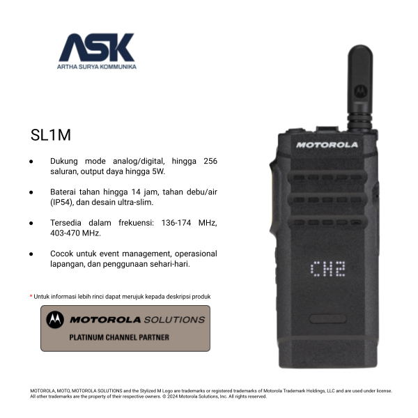 Motorola Solutions SL1M UHF 403-470 MHz