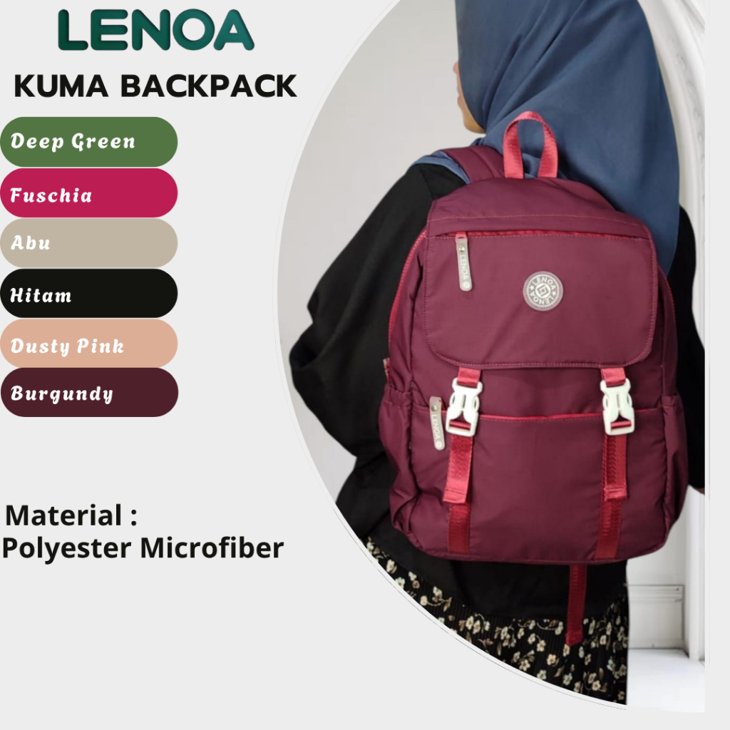 Lenoa Kuma Backpack Tas Ransel Wanita Microfiber Laptop 14 Inc slim