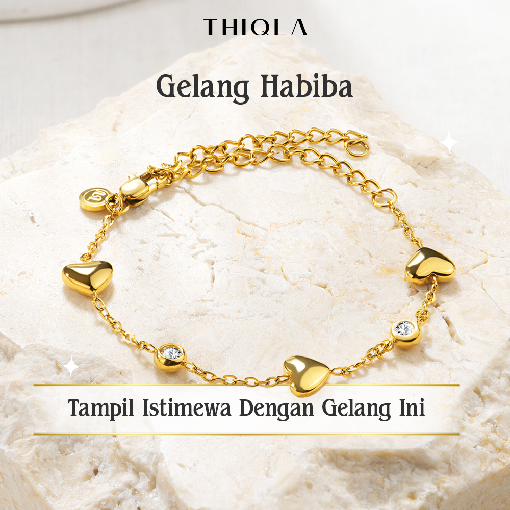 THIQLA - Gelang Estetik Wanita HABIBA - Gelang Love Cewek - Gelang Kecil Tipis - Gelang Tangan Stain