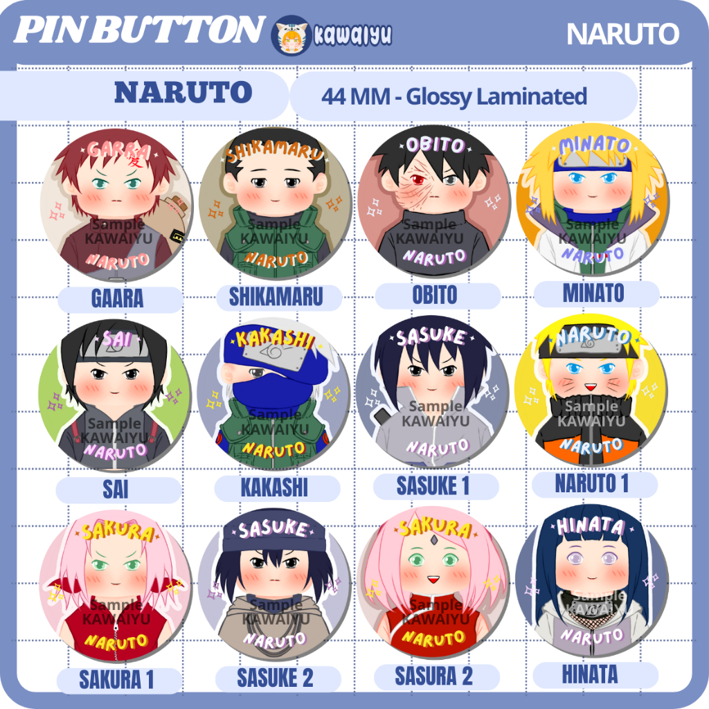 NARUTO | Pin Button Anime Naruto Chibi Vers | Pin Peniti Anime 44mm by kawaiyu