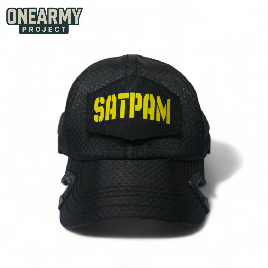 TOPI TULISAN SATPAM TACTICAL COAK BAHAN TAWON HITAM