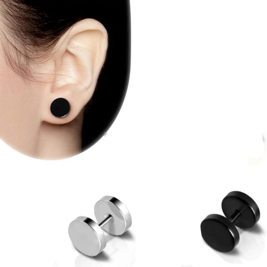 TINDIK TELINGA BARBEL RODA HITAM TITANIUM / PIERCING TELINGA / ANTING COWOK CEWEK / ANTING TELINGA /