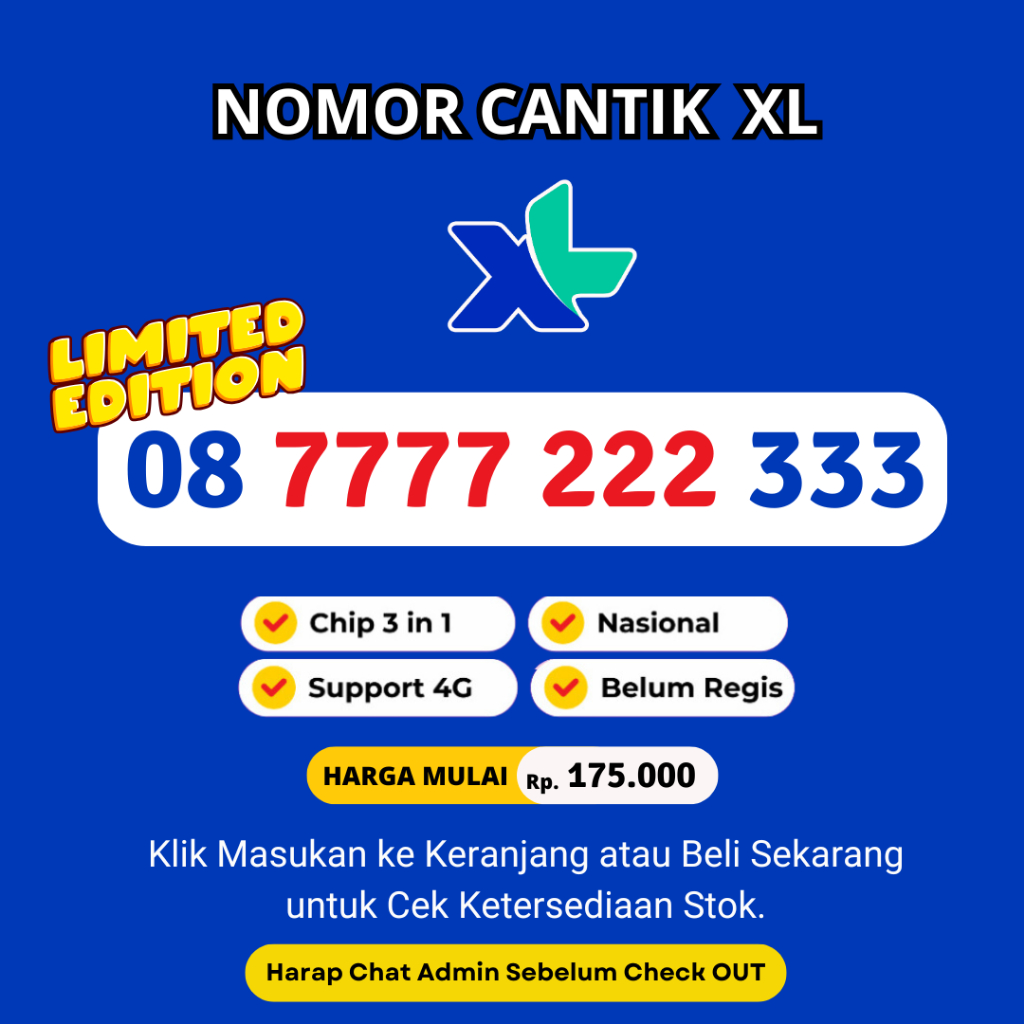 Nomor Cantik XL Super Edisi Kwartet Triple Murah Support 4G LTE - Kartu Perdana Cantik XL Axiata Edi