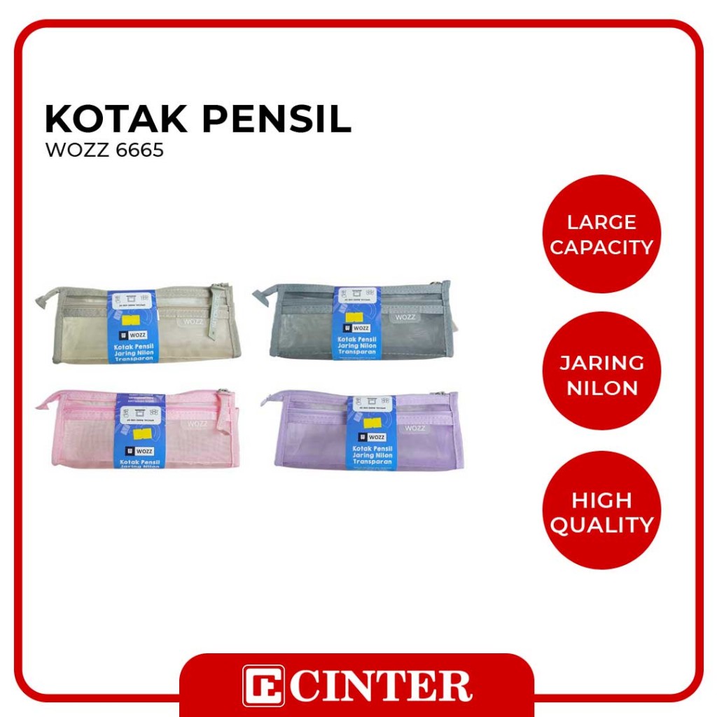 

WOZZ - TEMPAT PENSIL JARING NYLON / PENSIL CASE / KOTAK PENSIL 6665 JARING NYLON TRANSPARAN