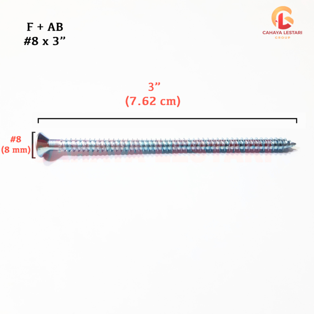 #8 x 3” Tapping Screws / Sekrup Kayu MOON LION FAB (isi 50 pcs)