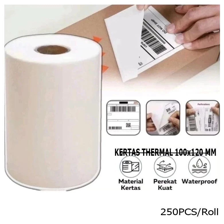 

KERTAS LABEL THERMAL ROLL UKURAN 100MM X 120MM - 250 LEMBAR