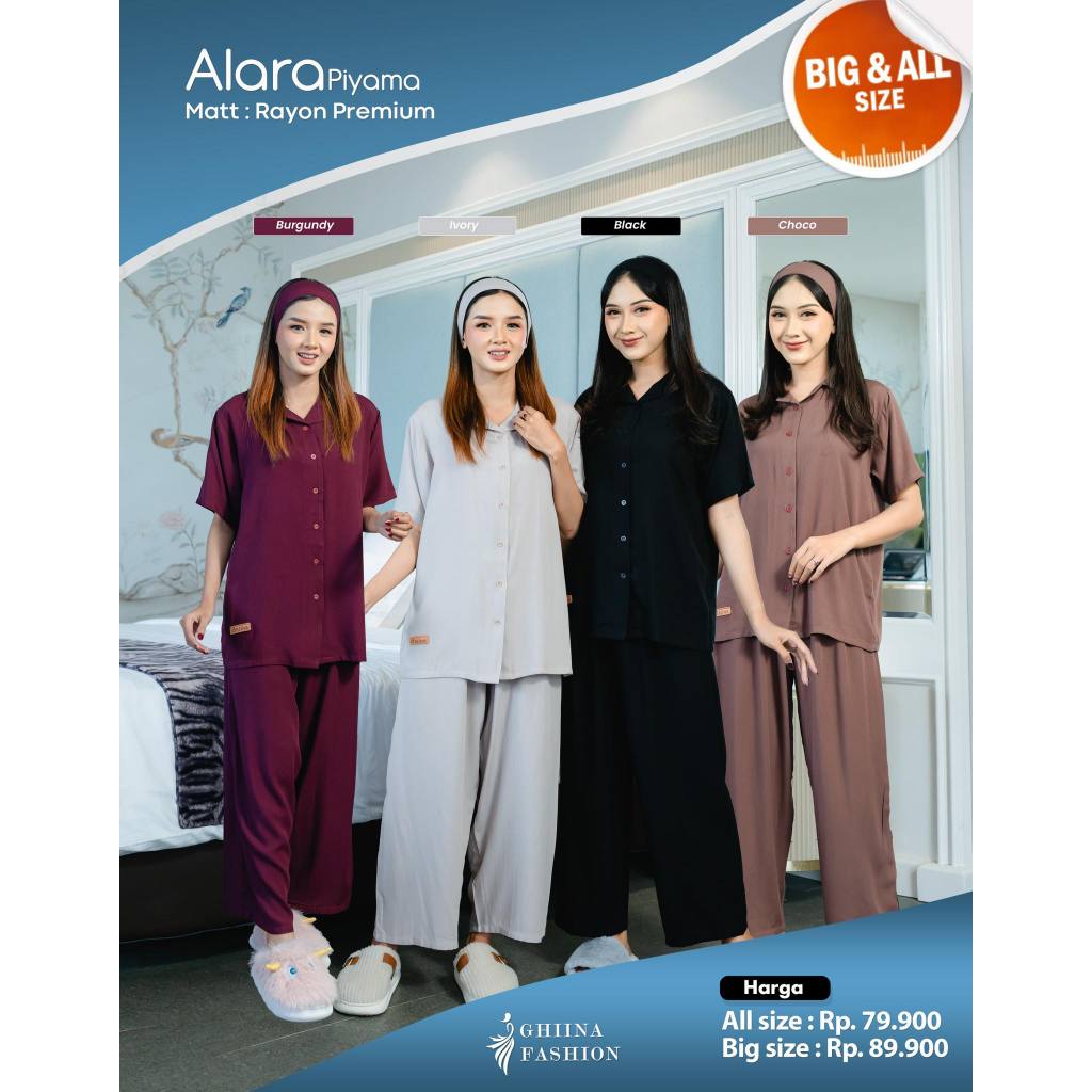 ALARA PIYAMA BY GHIINA FASHION PIYAMA WANITA RAYON POLOS SET WANITA
