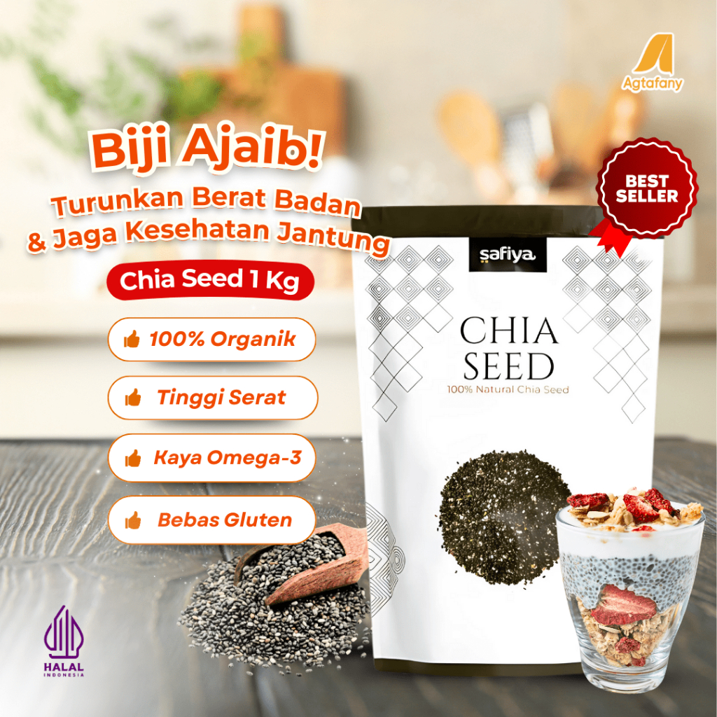 

Organic Black Chia Seed 1 Kg | Biji Chiaseed Organik Hitam Mexico Pemium Diet Original Safiya Herbal Kaya Serat Antioksidan