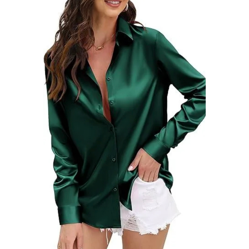 KEMEJA POLOS WANITA - KEMEJA BASIC SATIN EMERLAND - KEMEJA SILK VELVET PREMIUM - KEMEJA KASUAL TREN 