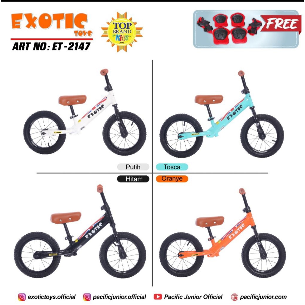 Push Bike EXOTIC ET-2147 Ban Pompa BALANCE BIKE