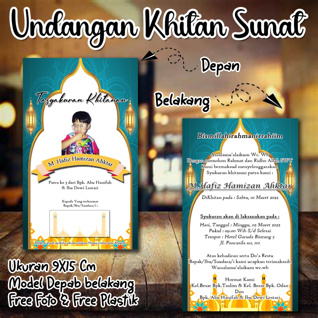 Undangan Khitan Kecil Custom Nama dan Foto ( 50 LEMBAR  ) Undangan Sunat