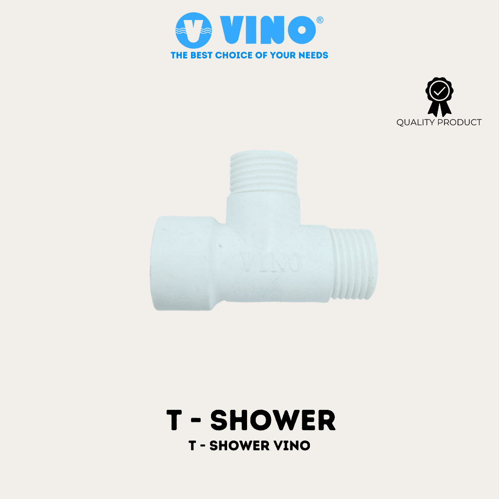 VINO T SHOWER - Sambungan T Shower Plastik - Sambungan Pipa - Putih / White
