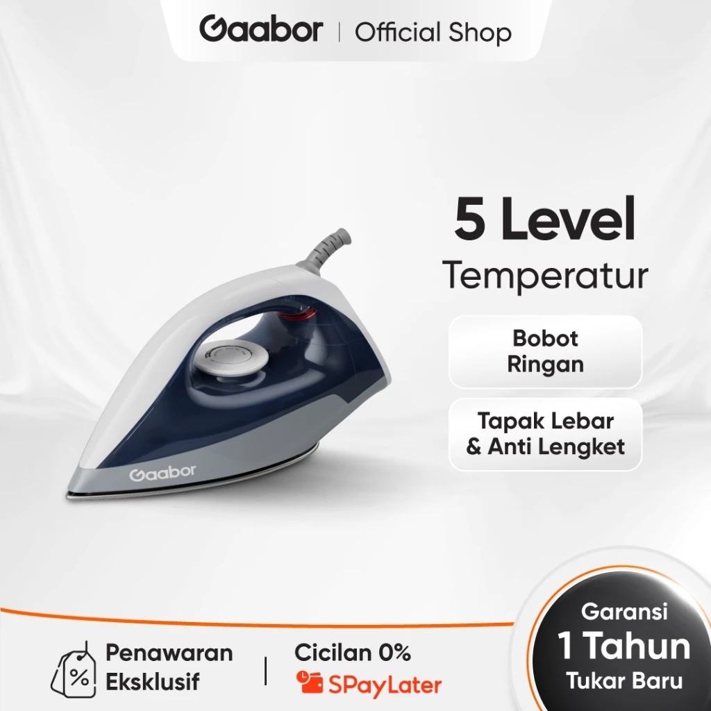 GAABOR Setrika Listrik Anti Lengket Low Watt 400W Ultra Light Iron HM-M02A
