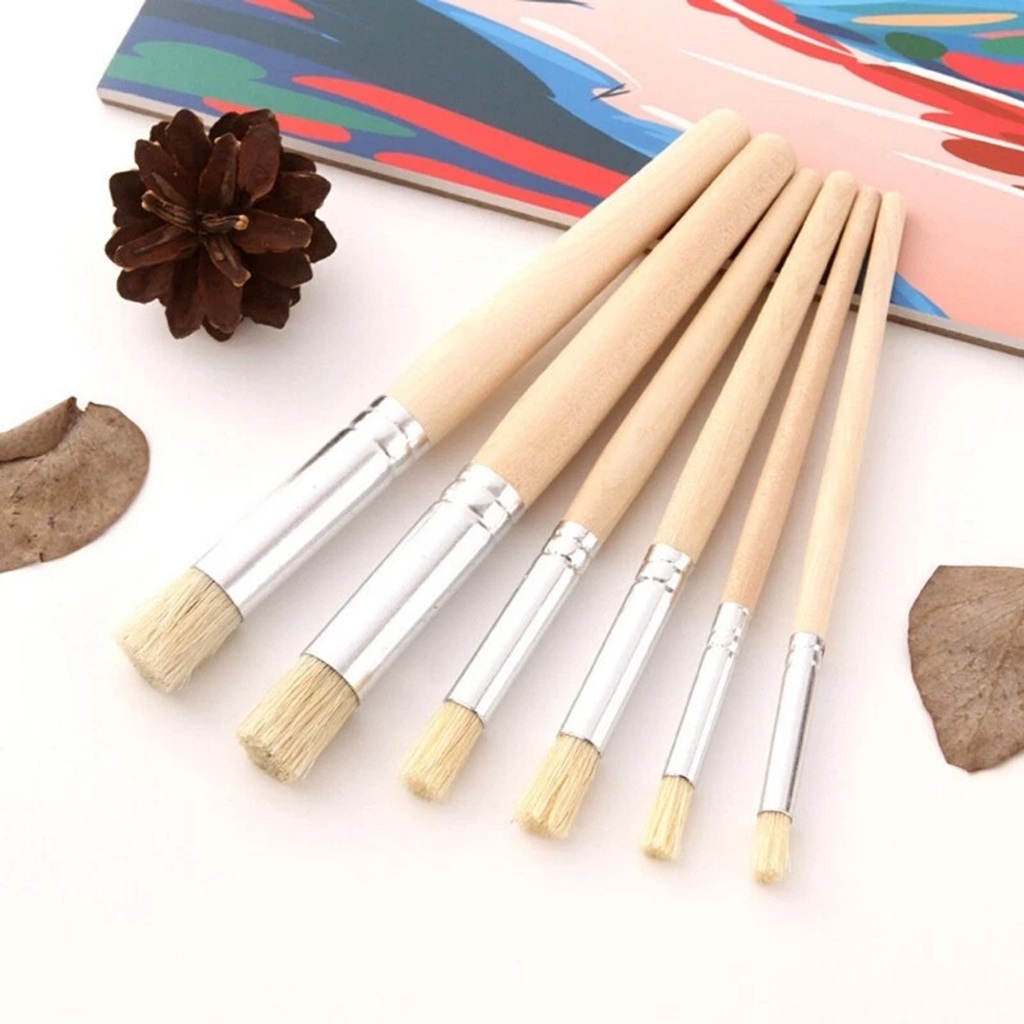 

Bali Art Supplies - Bristle Bursh Set 6pcs - Kuas Bristle - Kuas Lukis
