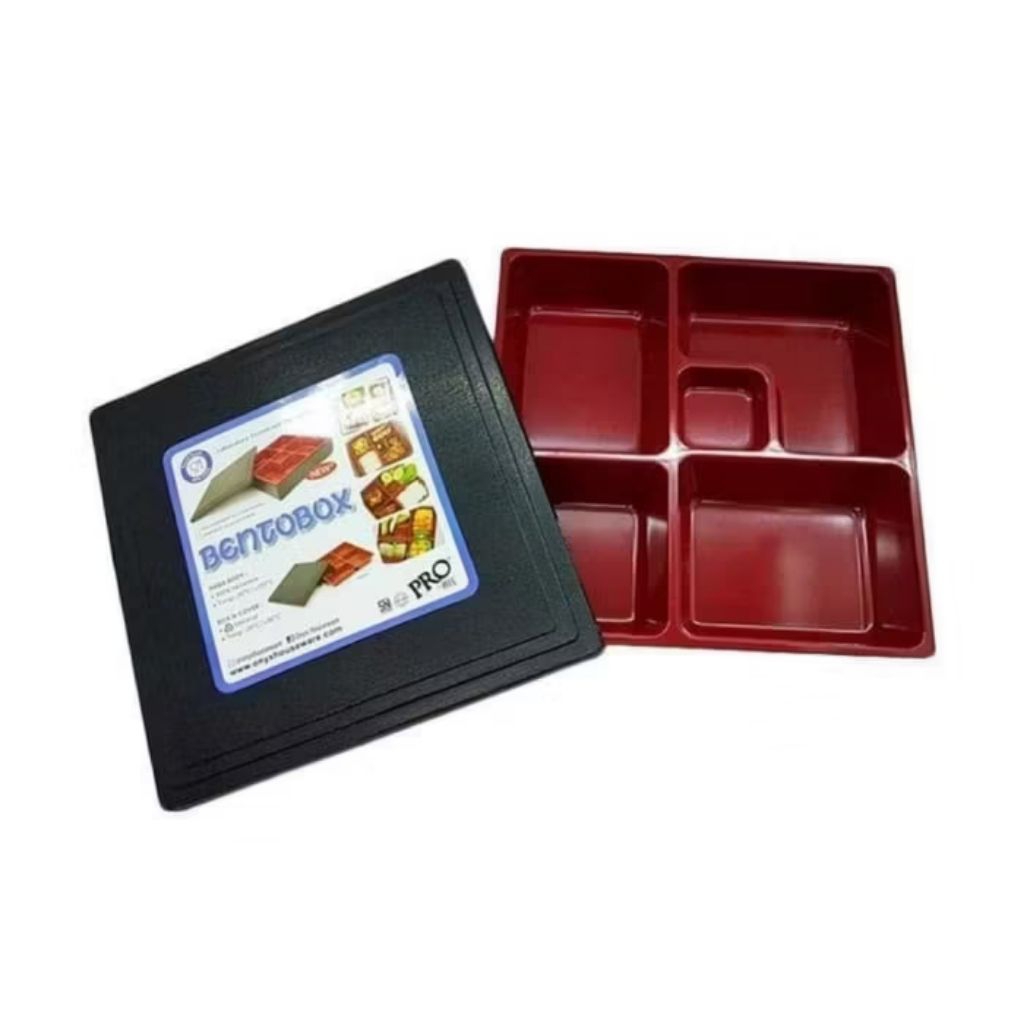 Piring Bento Set Melamin Tebal Awet Kuat Tahan Panas Premium Onyx + Tutup Kotak Hoka Bento Box Pirin