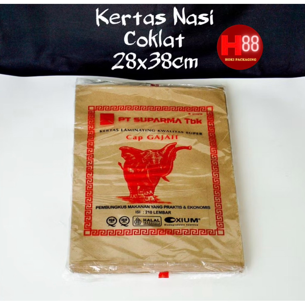 Kertas Nasi Coklat 28x38cm 30x40cm / Kertas Nasi Putih Cap Gajah 25x27 / Bungkus Kertas Nasi