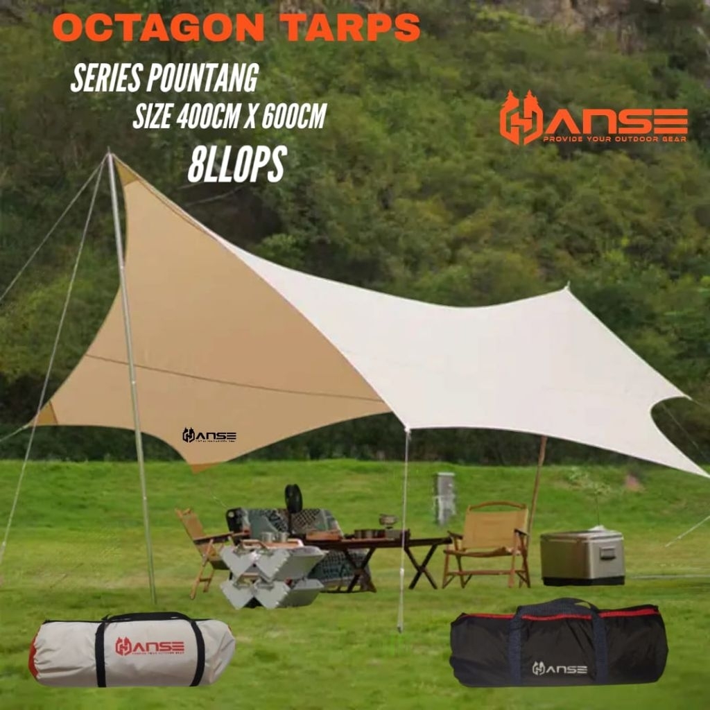 flysheet octagon 4x6 segi 8 atap tenda camping flysheet octagon segi8 hanseoutdoor