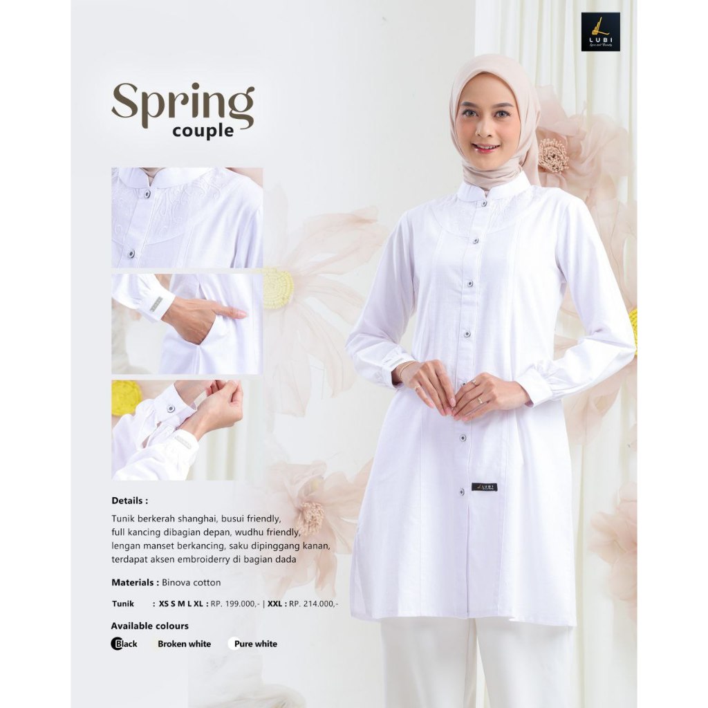 LUBI TUNIK SPRING / TUNIK SPRING BROKEN WHITE / TUNIK SPRING PURE WHITE / TUNIK PUTIH / LUBI / TUNIK