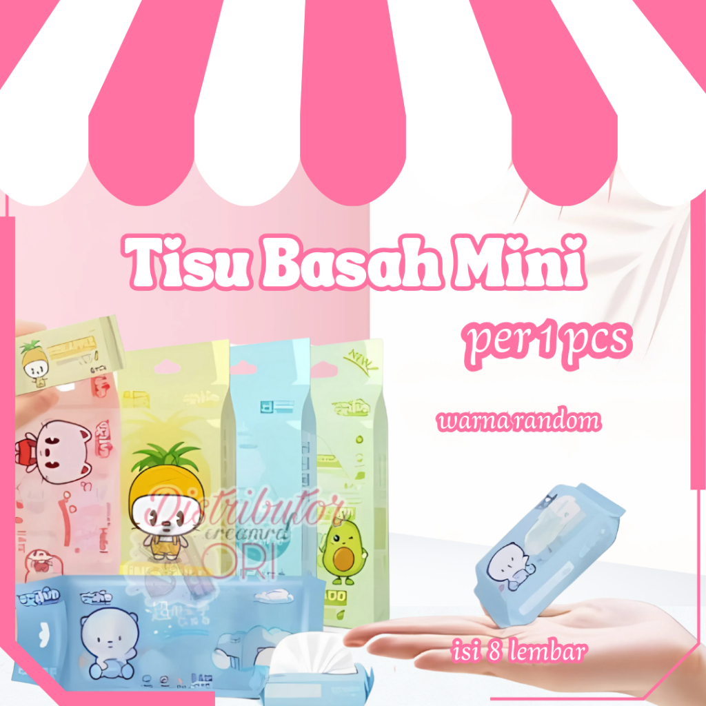 Tisu Basah Travelling Wet Tisue 1 Pcs Isi 8 Lembar / Wet Wipes Mini / Travelling Wet Tissue / Tisu B