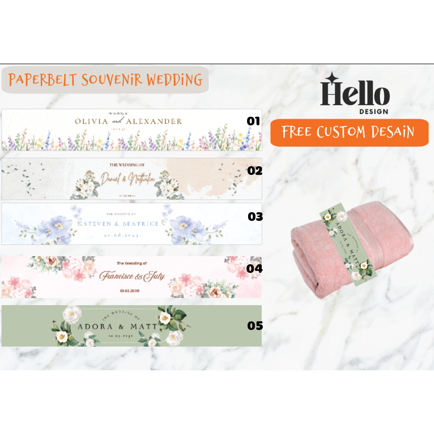 (FREE CUSTOM) Paperbelt Souvenir Pernikahan / Ikatan Souvenir Pernikahan / Kertas gulung Handuk Souv