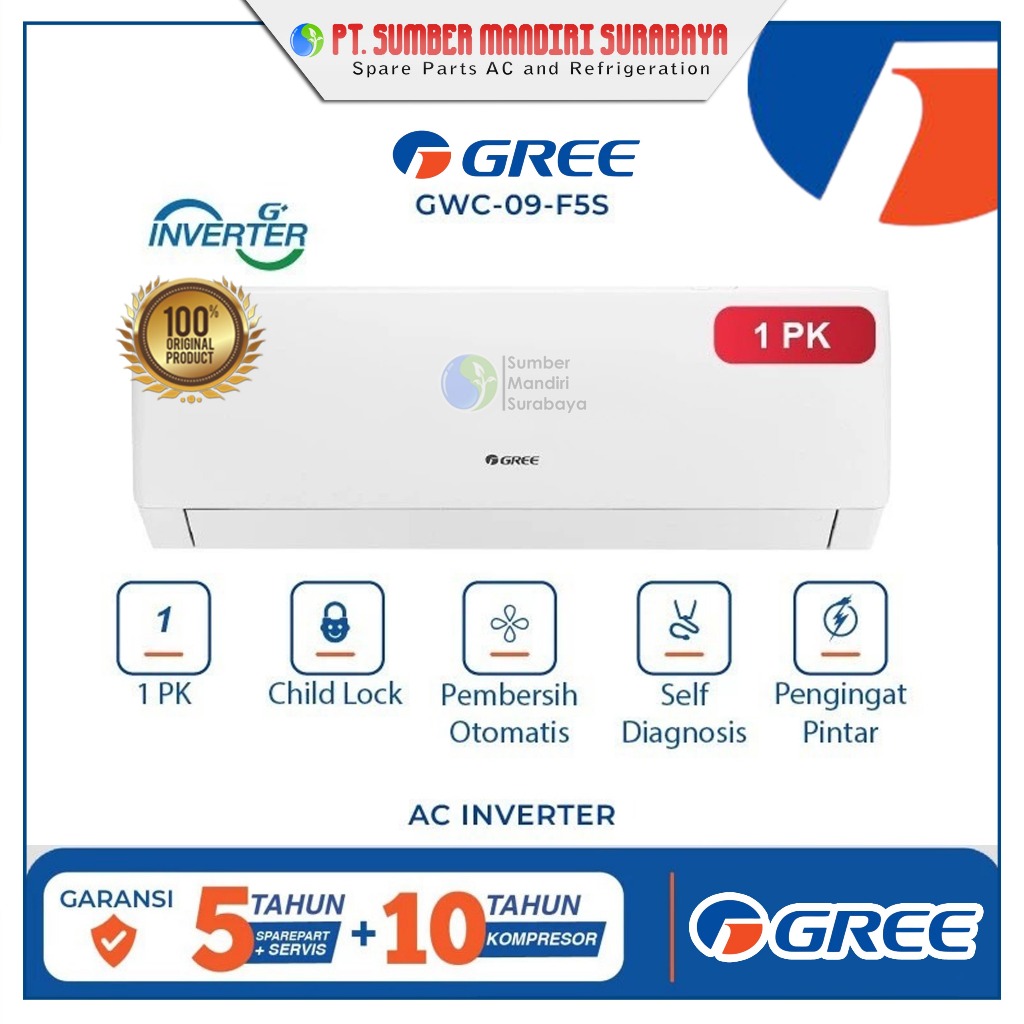 UNIT AC GREE 1 PK GWC-09F5S - 1 PK | INVERTER SERIES